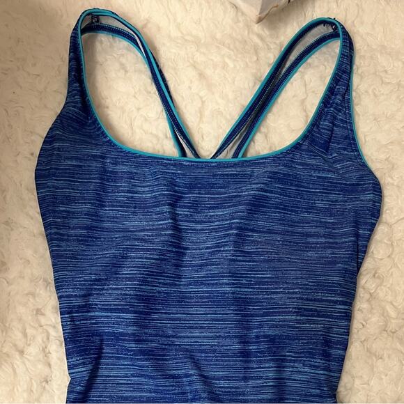 Speedo Racerback Blue One Piece Bathing Suit Sz 6 - Picture 3 of 6